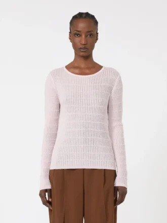 Slim-fit genser i ull og silke, rosa