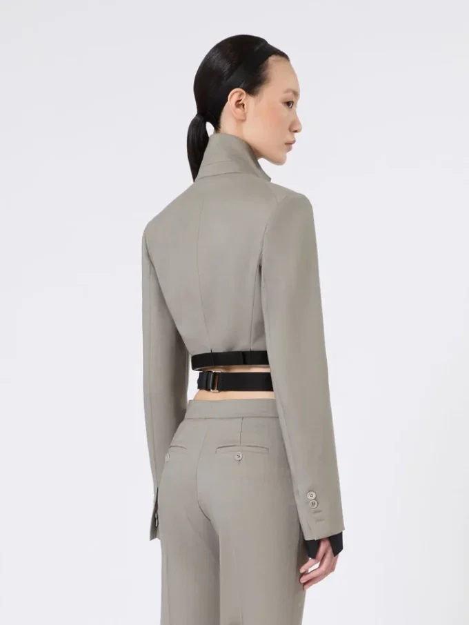 Slim-fit jakke i ull, mohair og silke, mellomgrå Slim-fit jakke i ull, mohair og silke, mellomgrå
