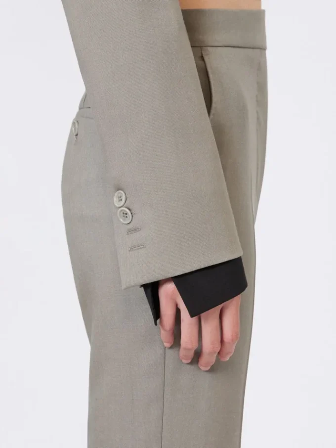 Slim-fit jakke i ull, mohair og silke, mellomgrå Slim-fit jakke i ull, mohair og silke, mellomgrå