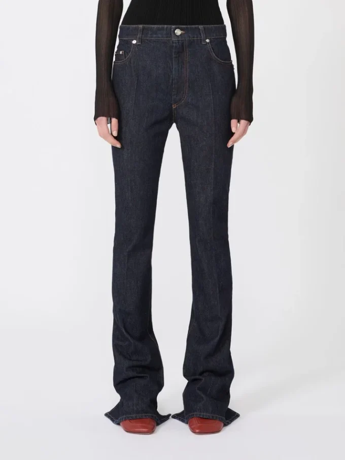 Slim-fit-jeans med utvidet kant, midnattsblå