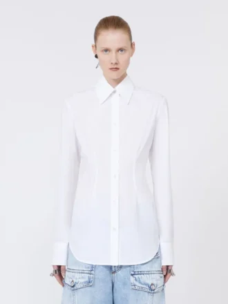 Slim-fit poplin-skjorte, optisk hvit