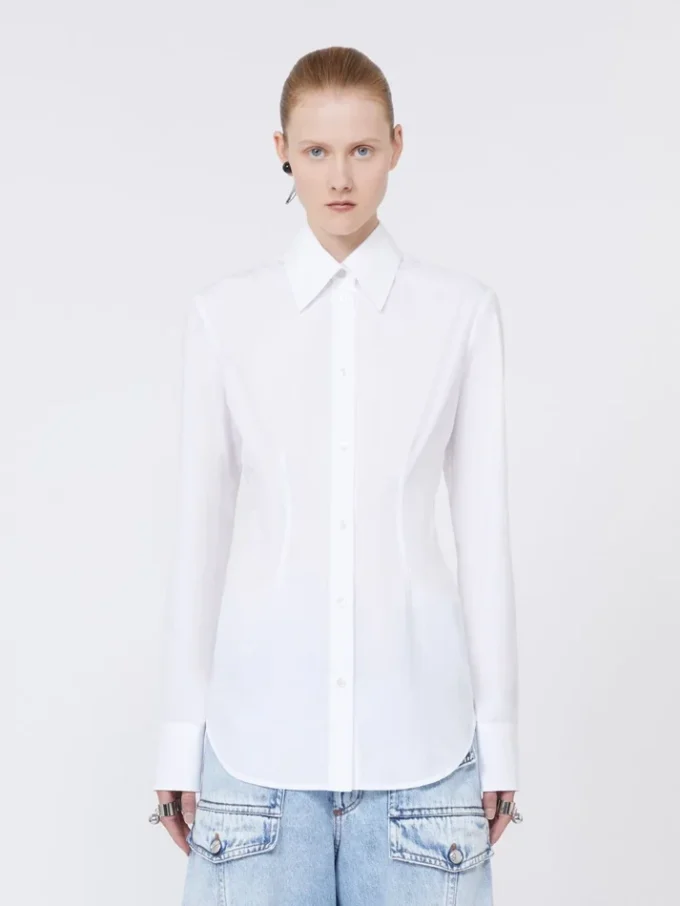 Slim-fit poplin-skjorte, optisk hvit