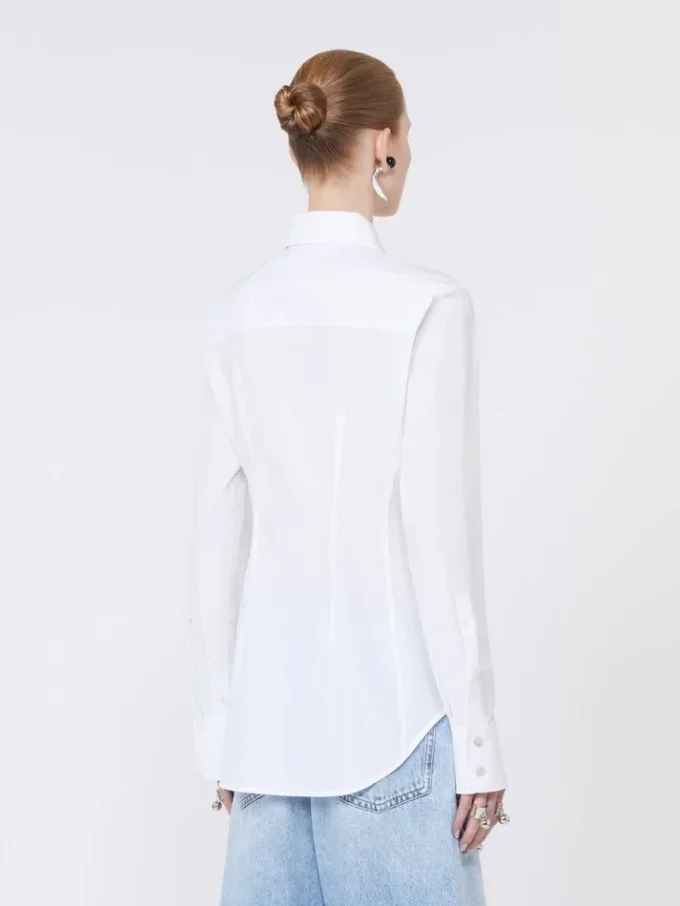 Slim-fit poplin-skjorte, optisk hvit