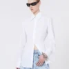 Slim-fit poplin-skjorte, optisk hvit