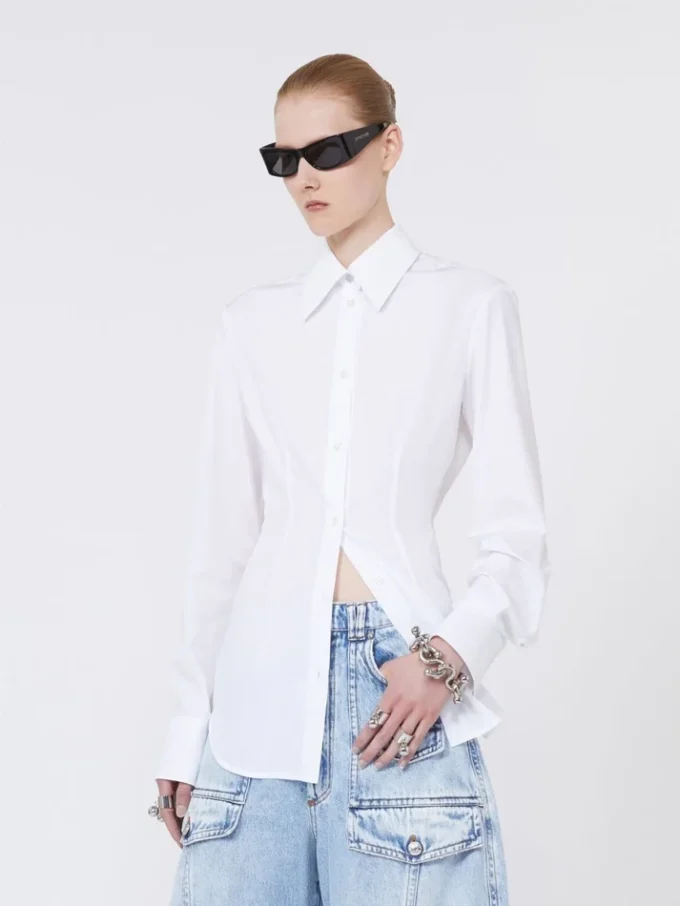 Slim-fit poplin-skjorte, optisk hvit