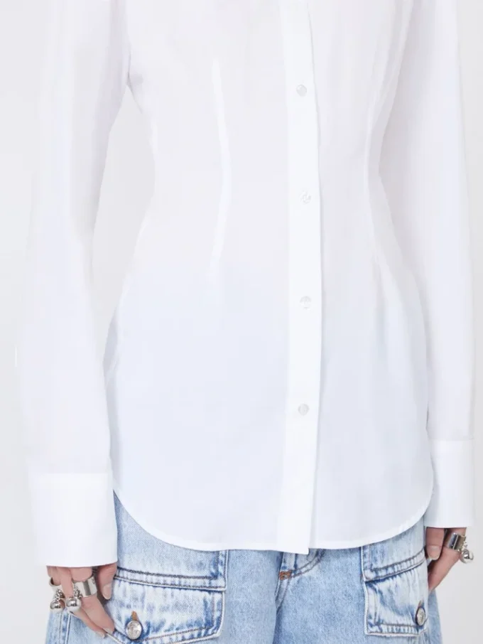 Slim-fit poplin-skjorte, optisk hvit