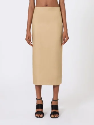 Slim-fit skjørt i lin-twill, kamel