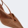 Slingbacks i kanvas med raffia-look, ravbrune