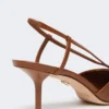 Slingbacks i kanvas med raffia-look, ravbrune