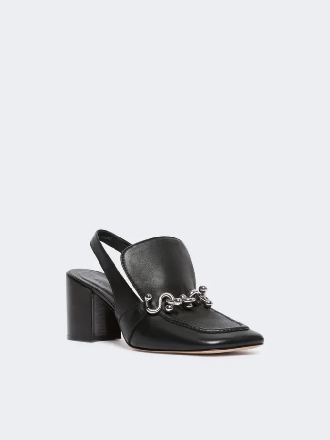 Slingbacks i nappaskinn, svart Slingbacks i nappaskinn, svart