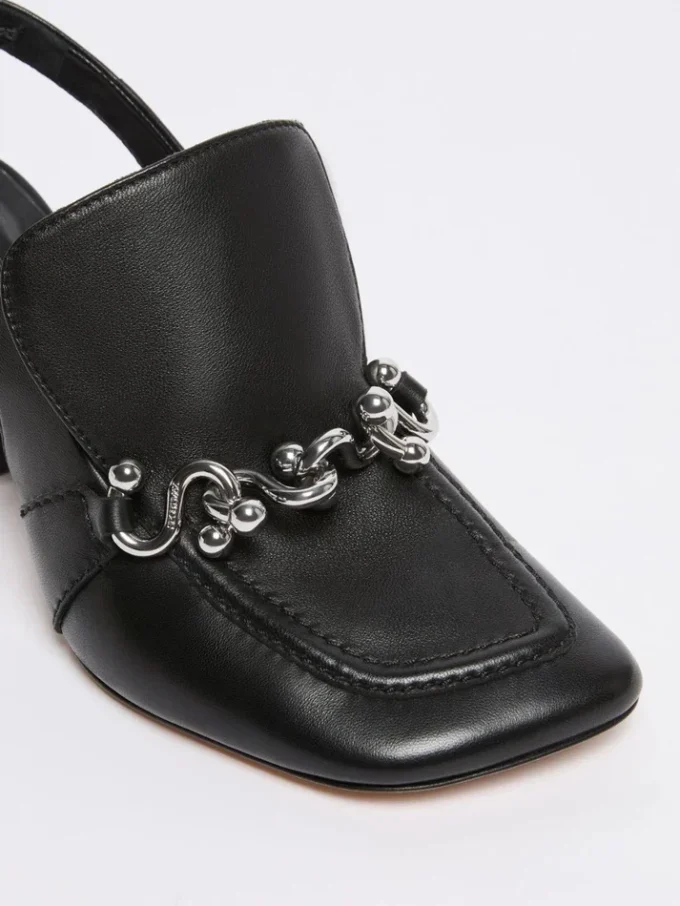 Slingbacks i nappaskinn, svart Slingbacks i nappaskinn, svart