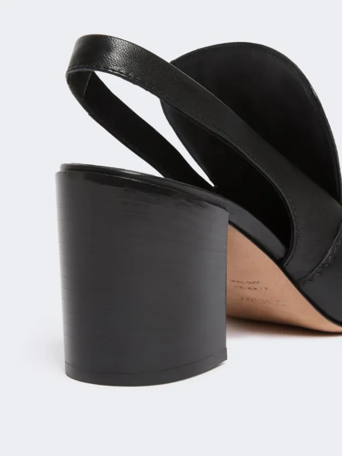 Slingbacks i nappaskinn, svart Slingbacks i nappaskinn, svart