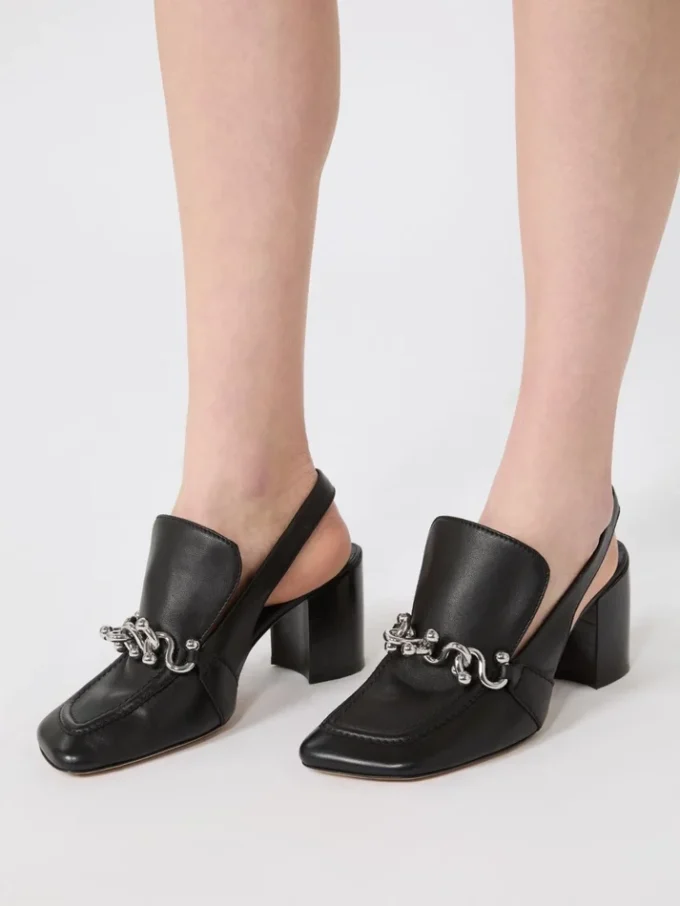 Slingbacks i nappaskinn, svart Slingbacks i nappaskinn, svart