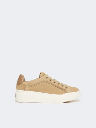 Sneakers i semsket skinn, sand