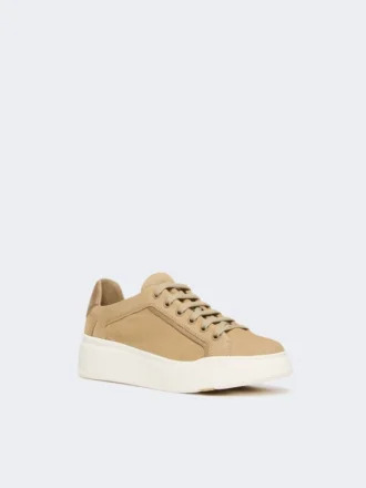 Sneakers i semsket skinn, sand
