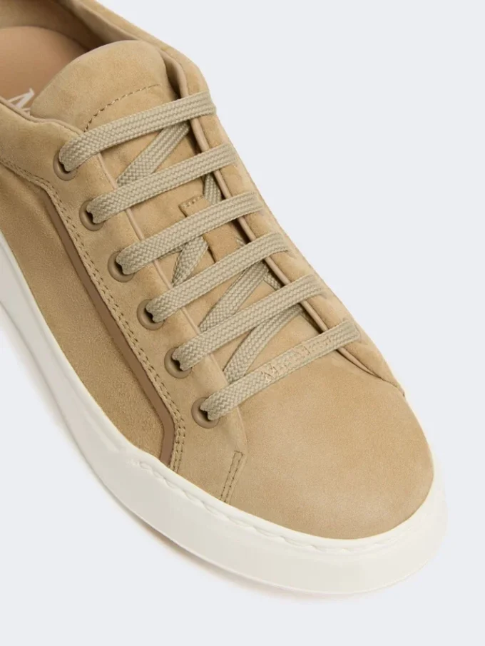 Sneakers i semsket skinn, sand