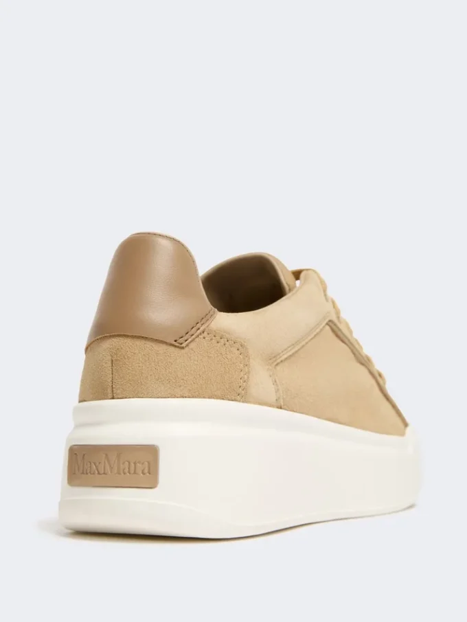 Sneakers i semsket skinn, sand
