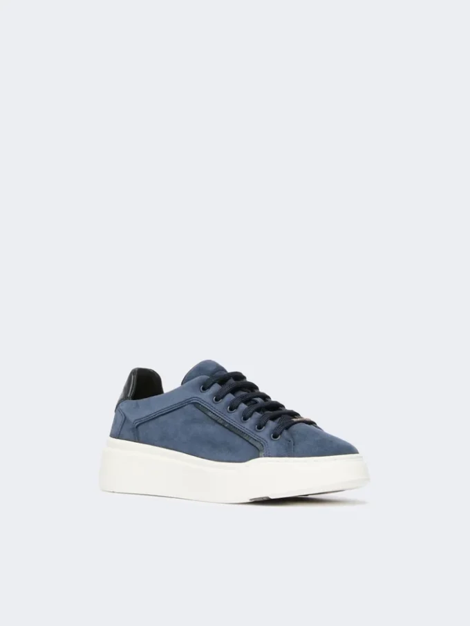 Sneakers i semsket skinn, ultramarin