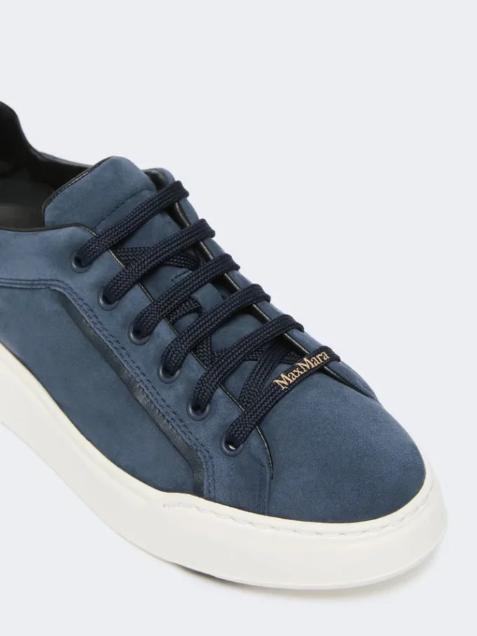 Sneakers i semsket skinn, ultramarin