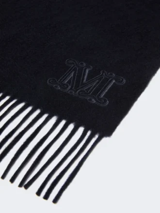 Stol i ren kashmir med monogramdetalj, ultramarin