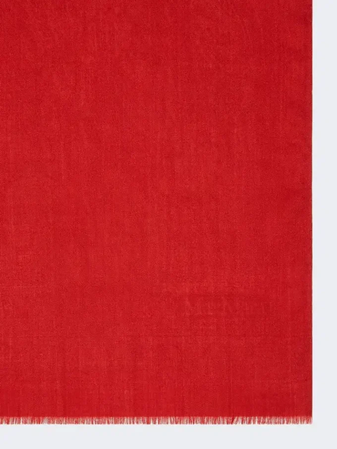 Stola i jacquard av ull og silkegarn, rød