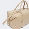 Stor bostonbag i skinn med krokodillemønster, is Stor bostonbag i skinn med krokodillemønster, is