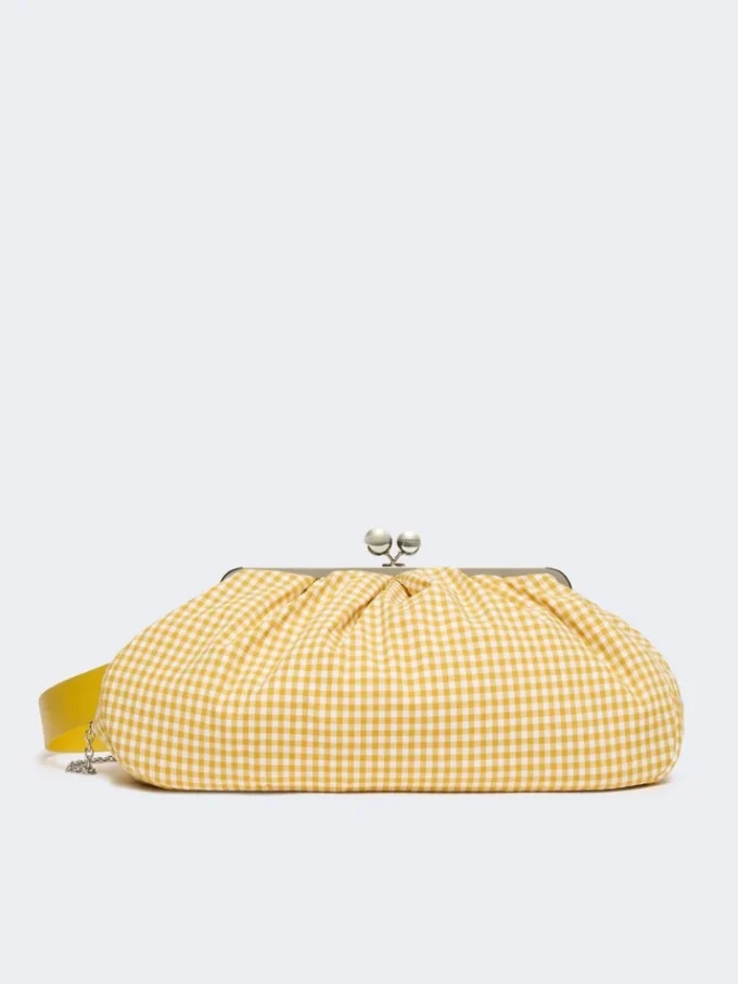 Stor Pasticcino-veske i bomull med gingham-mønster, gul Stor Pasticcino-veske i bomull med gingham-mønster, gul