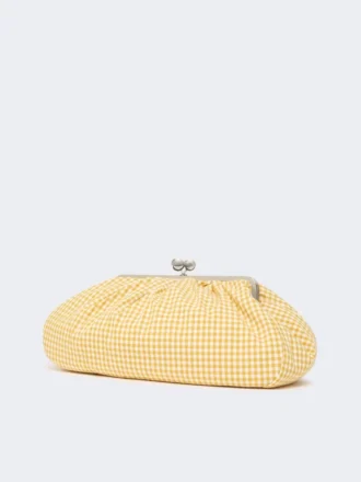 Stor Pasticcino-veske i bomull med gingham-mønster, gul