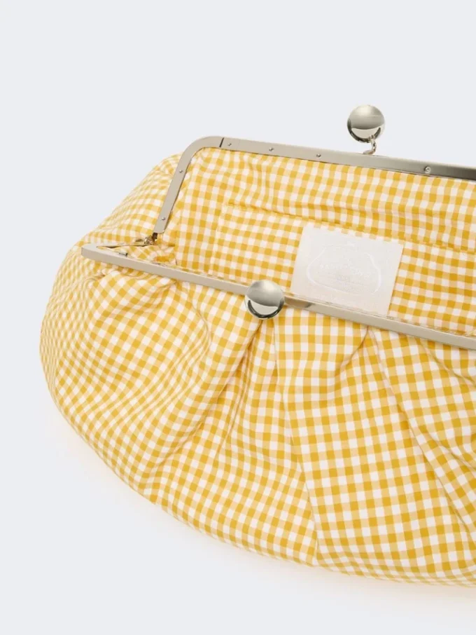 Stor Pasticcino-veske i bomull med gingham-mønster, gul Stor Pasticcino-veske i bomull med gingham-mønster, gul