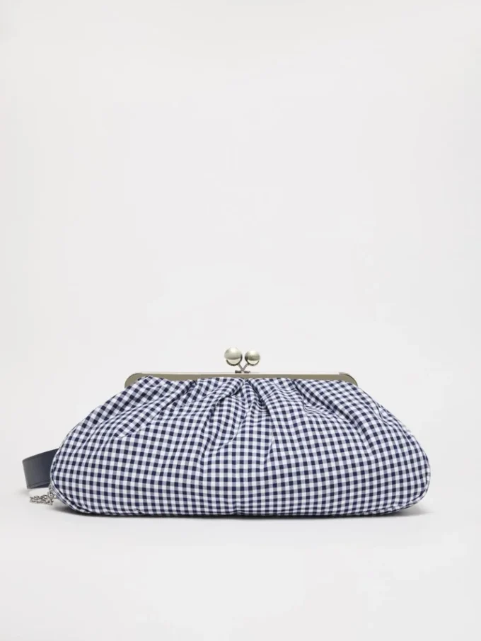 Stor pasticcino-veske i bomull med gingham-mønster, ultramarin Stor pasticcino-veske i bomull med gingham-mønster, ultramarin