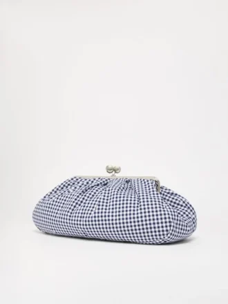 Stor pasticcino-veske i bomull med gingham-mønster, ultramarin