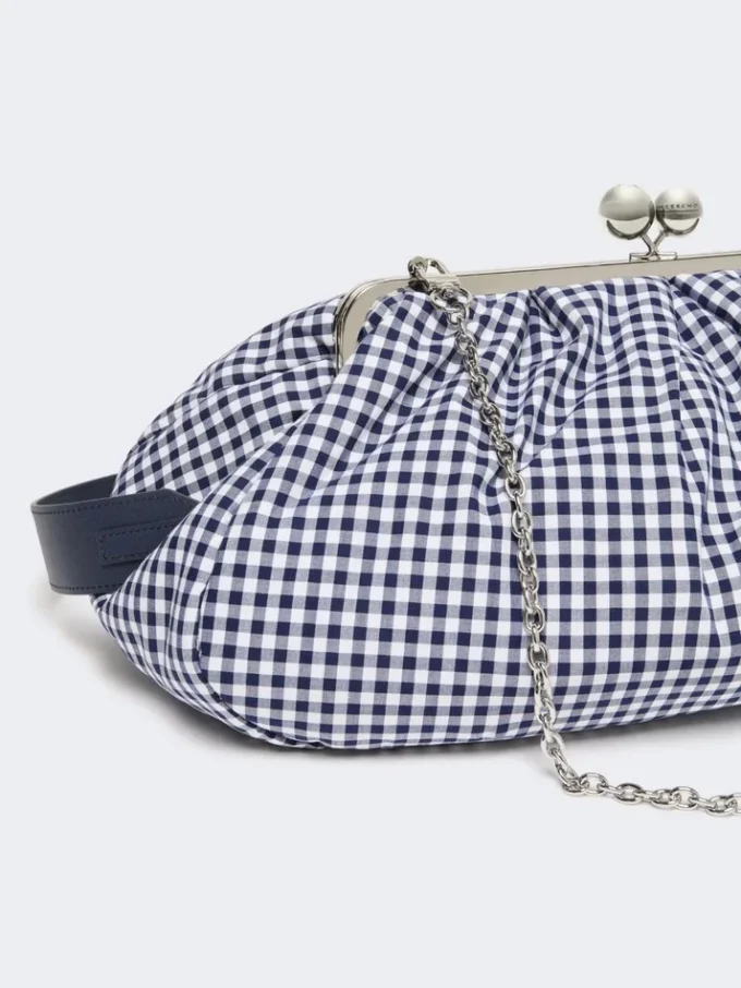 Stor pasticcino-veske i bomull med gingham-mønster, ultramarin Stor pasticcino-veske i bomull med gingham-mønster, ultramarin