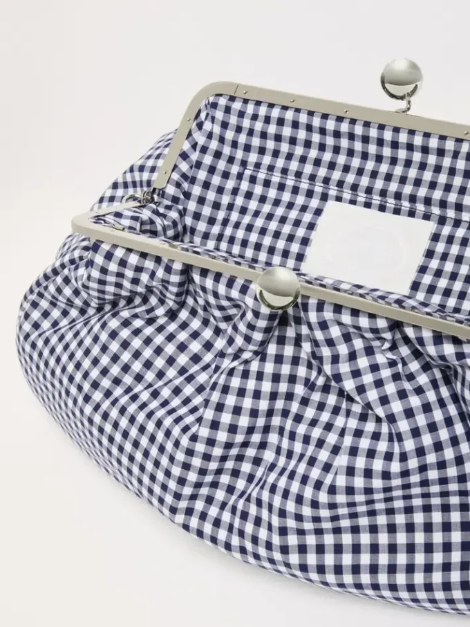 Stor pasticcino-veske i bomull med gingham-mønster, ultramarin Stor pasticcino-veske i bomull med gingham-mønster, ultramarin