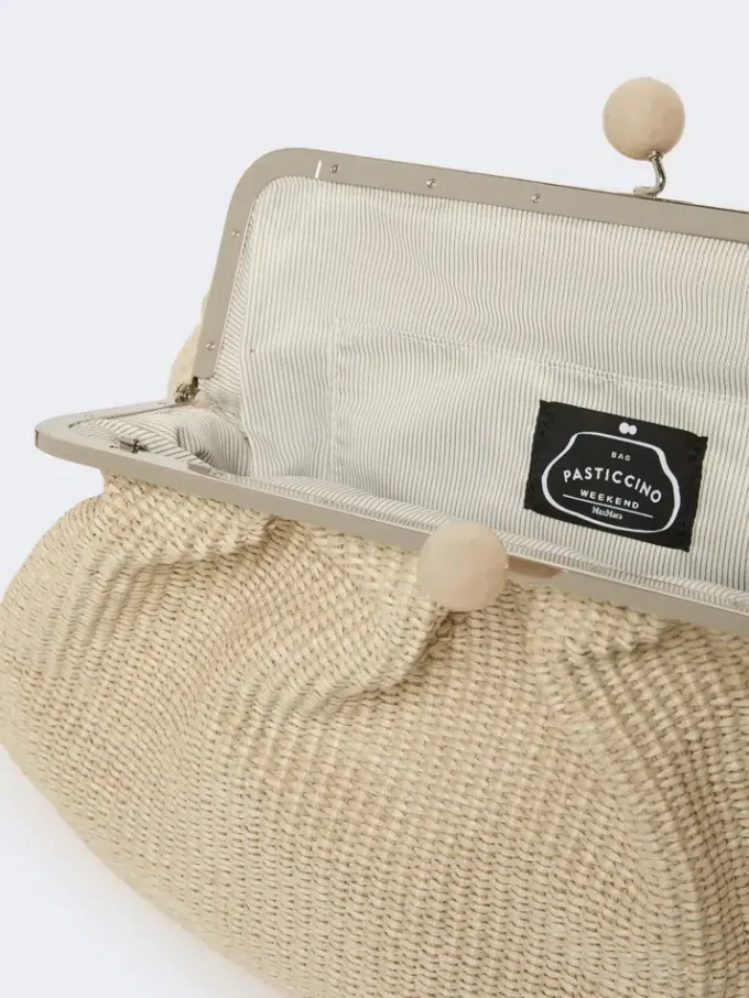 Stor pasticcino-veske med raffia-effekt, turtledove Stor pasticcino-veske med raffia-effekt, turtledove