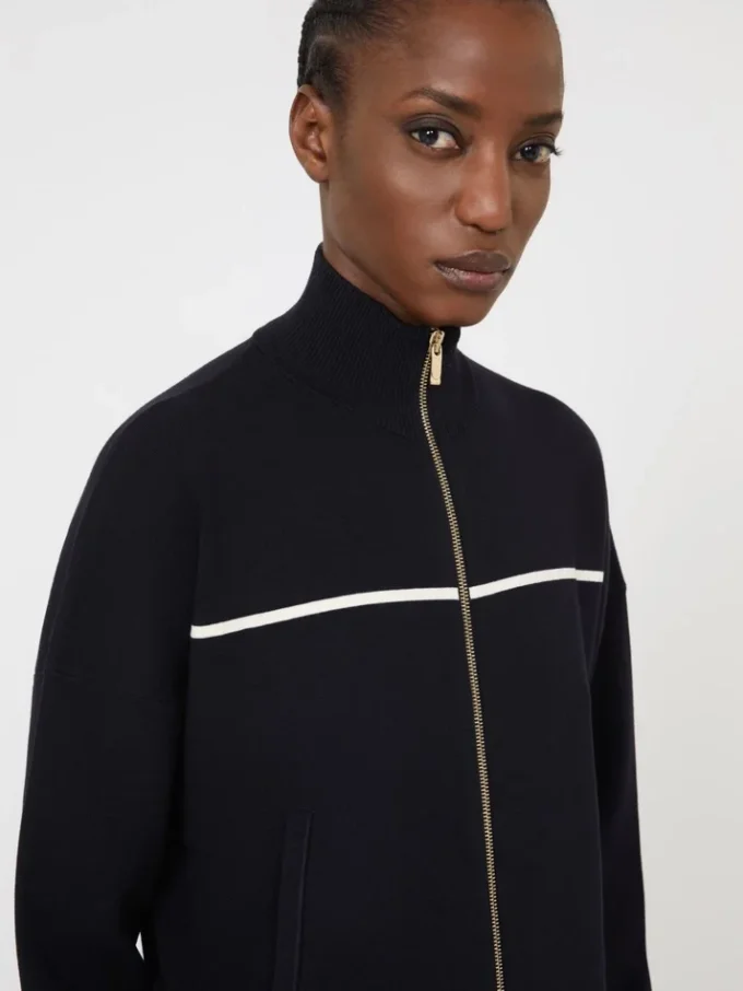 Stretch-viskose cardigan i boksform, marineblå