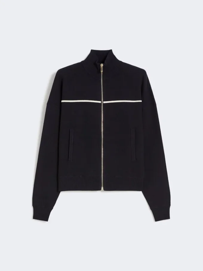 Stretch-viskose cardigan i boksform, marineblå