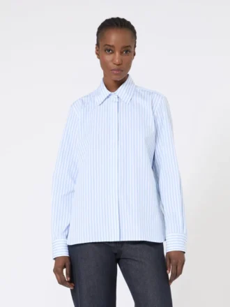 Stripet poplin-skjorte, lyseblå