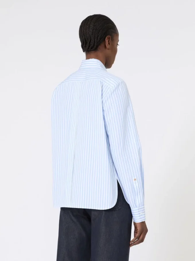 Stripet poplin-skjorte, lyseblå