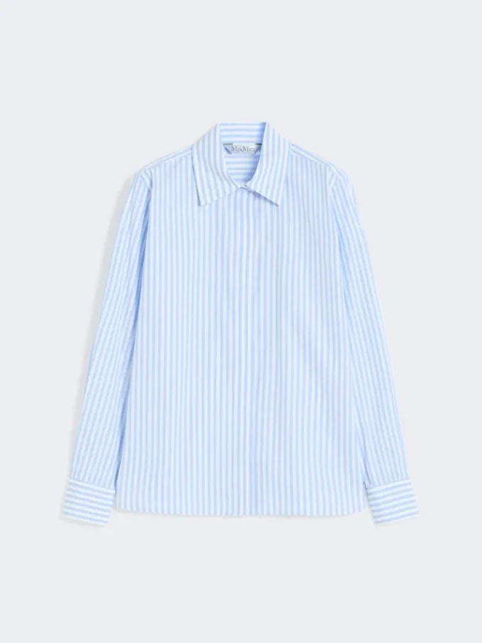 Stripet poplin-skjorte, lyseblå