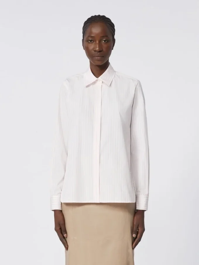 Stripet poplin-skjorte, rosa