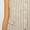 Stripet vest i bomulls- og silke-canvas, beige