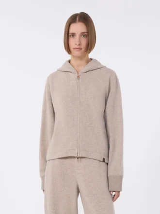 Sweatshirt i kashmir og ulljersey, beige Sweatshirt i kashmir og ulljersey, beige