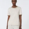 T-skjorte i bomull og modal, beige