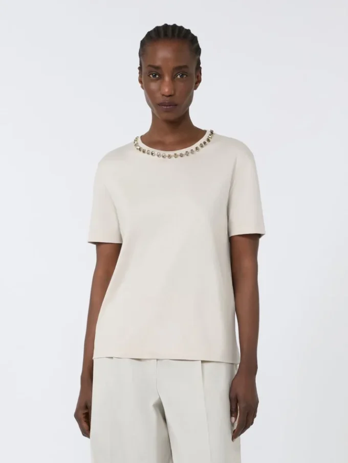 T-skjorte i bomull og modal, beige