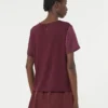 T-skjorte i sateng og jersey, bordeaux