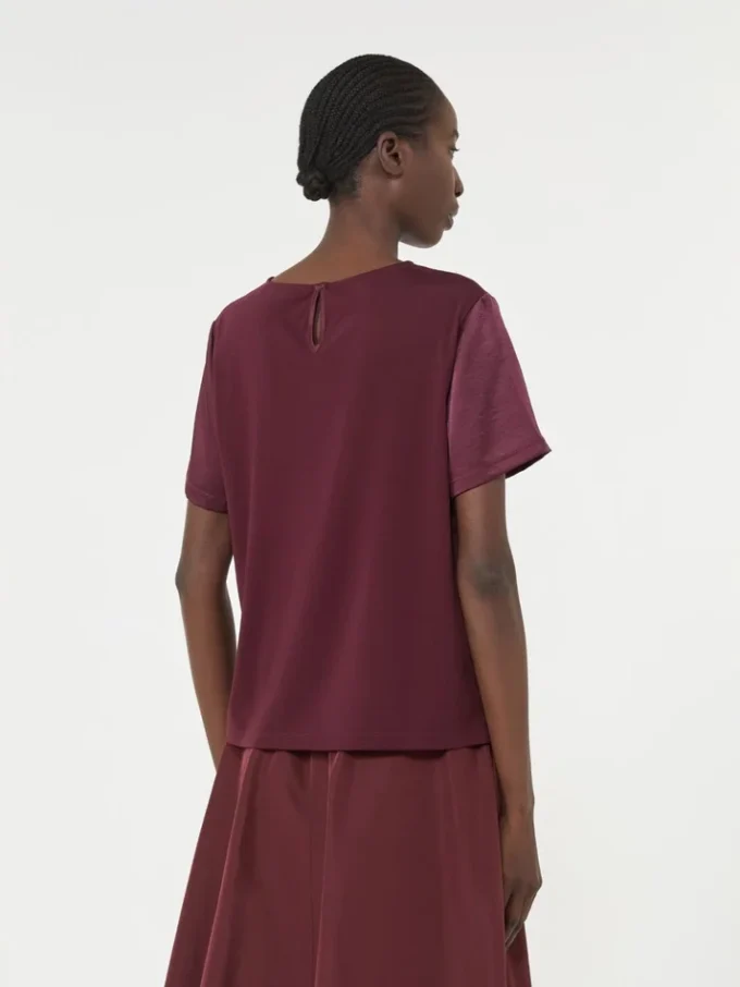 T-skjorte i sateng og jersey, bordeaux
