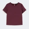 T-skjorte i sateng og jersey, bordeaux