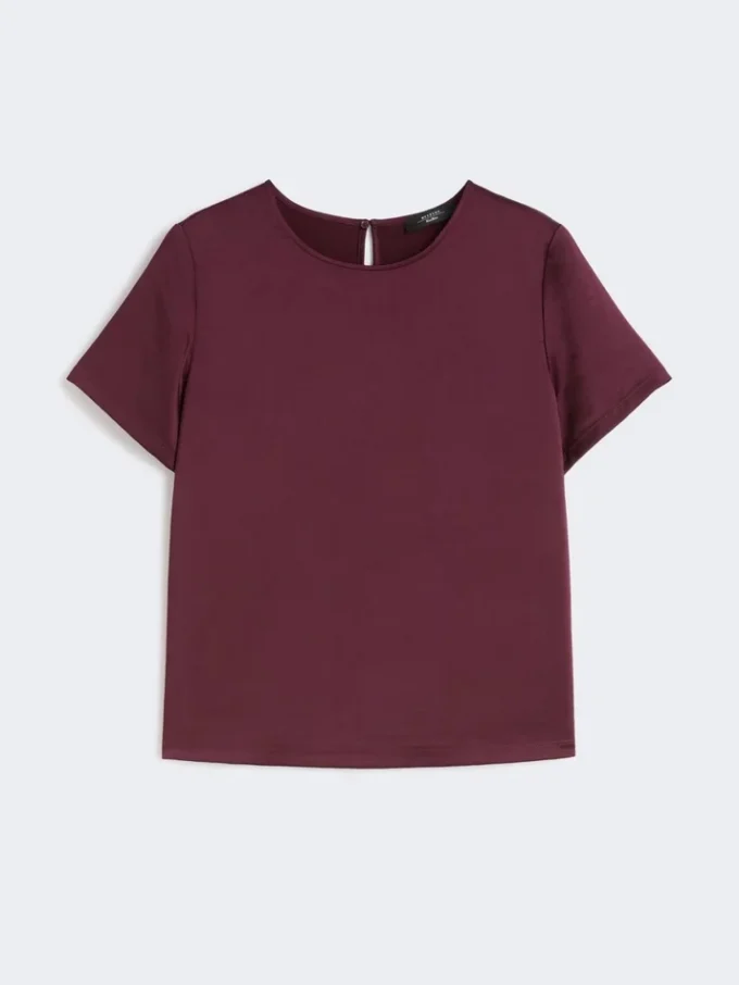 T-skjorte i sateng og jersey, bordeaux