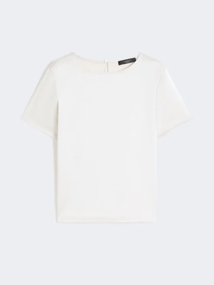T-skjorte i sateng og jersey, ecru