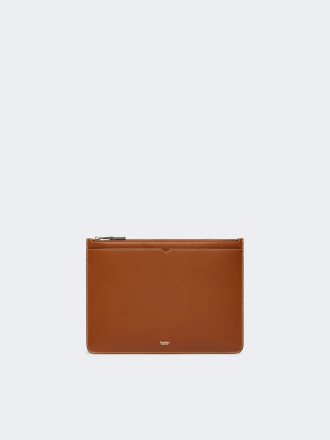 Tabletveske i skinn, ravbrun